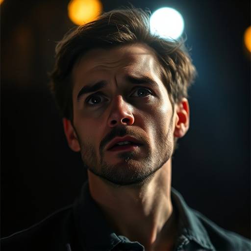 Léo sur scène, jouant un rôle dramatique après sa formation à l'Académie